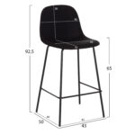 ΣΚΑΜΠΟ ΜΠΑΡ VINCENT HM9298.24 ΜΕΣΑΙΟΥ ΥΨΟΥΣ-ΜΑΥΡΟ ΥΦΑΣΜΑ-ΜΕΤΑΛΛΙΚΑ ΠΟΔΙΑ 43x50x92,5Υεκ - Image 2