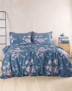Σετ Σεντόνια 100% Βαμβάκι Springtime Μπλέ σκούρο Rythmos