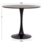 ΤΡΑΠΕΖΙ ΣΤΡΟΓΓΥΛΟ BROLIN HM18141.02 MDF TOP-ΒΑΣΗ ΜΕΤΑΛΛΙΚΗ--ΜΑΥΡΟ Φ90x73Υεκ - Image 2