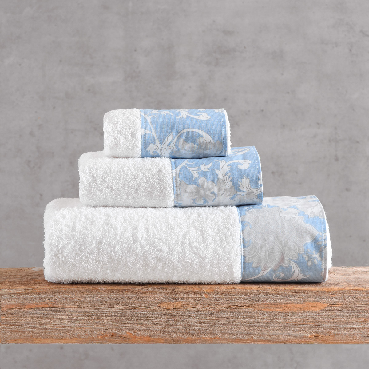 candince_towels_pack6 Σετ Πετσέτες Βαμβακερές 3τεμ Candince Λευκό - Μπλέ 500gr Rythmos - Image 1
