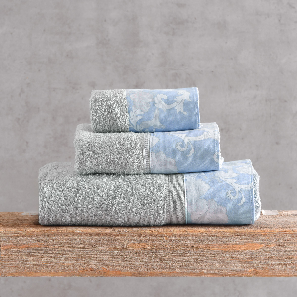candince_towels_pack7 Σετ Πετσέτες Βαμβακερές 3τεμ Candince Γκρί – Μπλέ 500gr Rythmos - Image 1