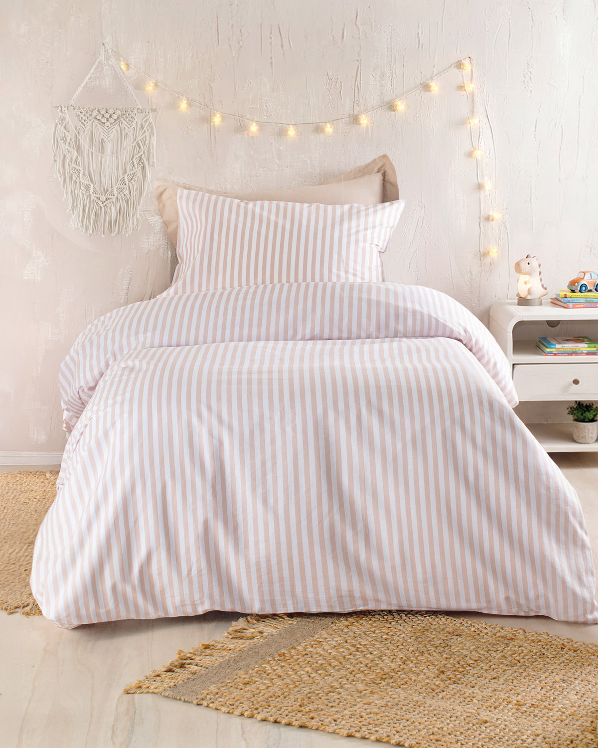 eloise_beige_kid Σετ Σεντόνια 100% Βαμβάκι Μονά 160x260 Eloise Μπέζ Rythmos - Image 1