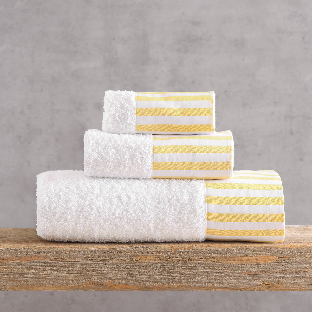 eloise_towels_pack11 Σετ Πετσέτες 100% Βαμβάκι 3τεμ Eloise Λευκό - Κίτρινο Rythmos - Image 1