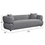 ΚΑΝΑΠΕΣ 3-ΘΕΣΙΟΣ ARCTIS HM3327.01 ΓΚΡΙ ΥΦΑΣΜΑ 229x88x68Υεκ. - Image 2