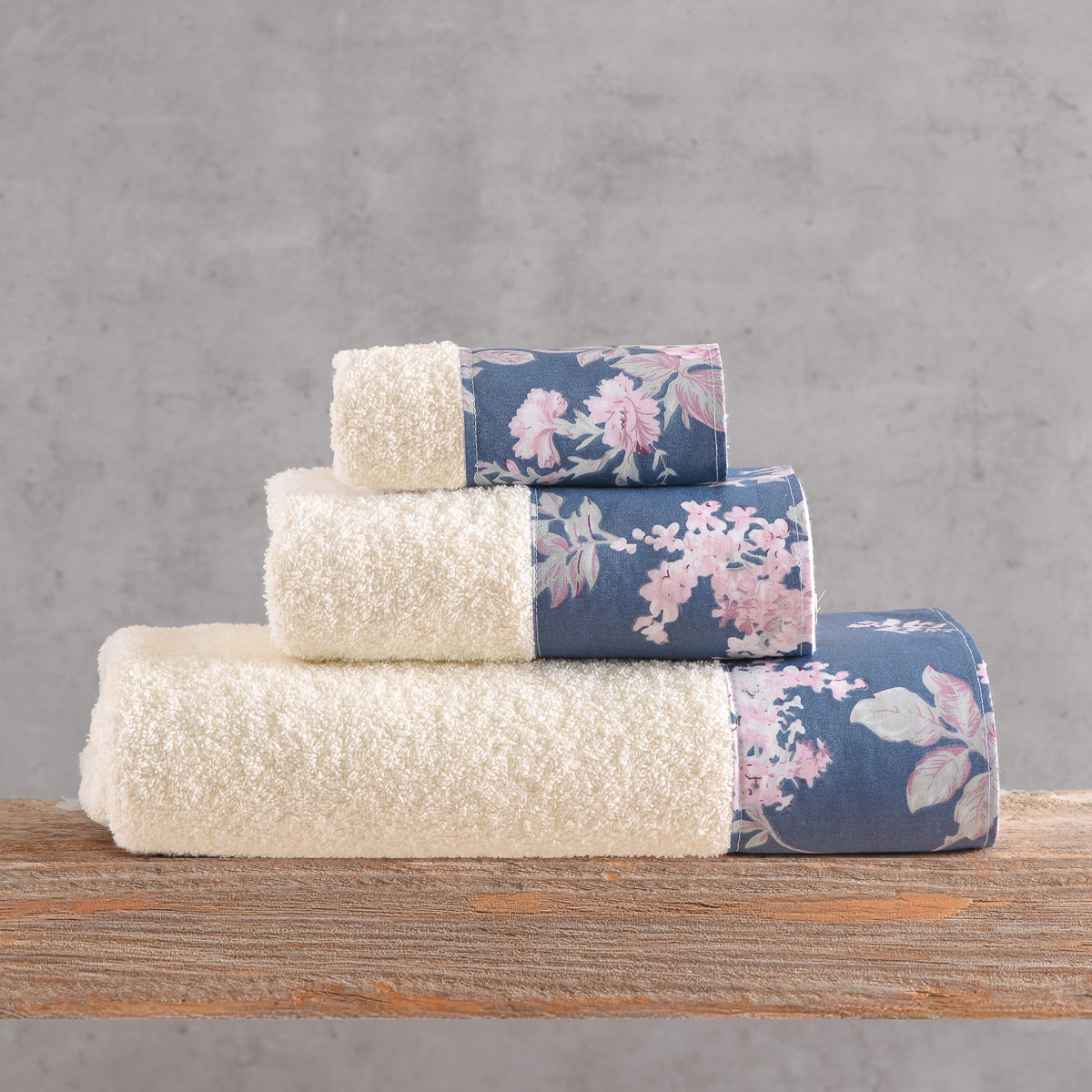 spingtime_towels_pack18 Σετ Πετσέτες Βαμβακερές 3τεμ Springtime Εκρού - Μπλέ Σκούρο 500gr Rythmos - Image 1