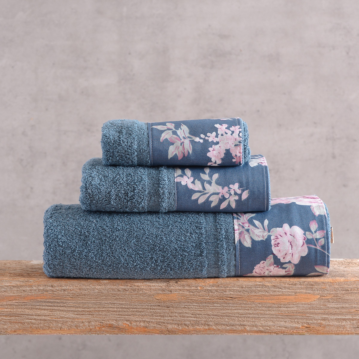 spingtime_towels_pack19 Σετ Πετσέτες Βαμβακερές 3τεμ Springtime Ντένιμ - Μπλέ Σκούρο 500gr Rythmos - Image 1