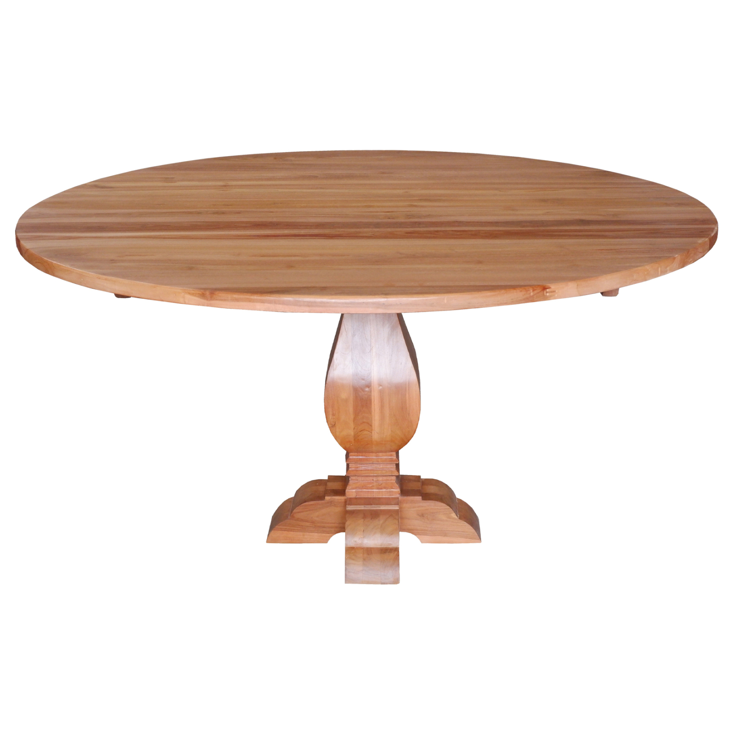 trapezi-stroggylo-teak-xylo-skalisto-pod ΤΡΑΠΕΖΙ ΣΤΡΟΓΓΥΛΟ VEDU HM9464.01 ΤΕΑΚ ΞΥΛΟ ΣΚΑΛΙΣΤΟ ΠΟΔΙ Φ150x78Υεκ. - Image 1