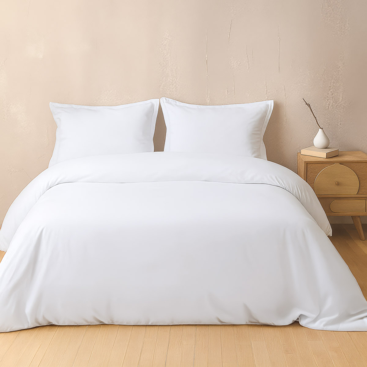 white_bedsheet-hotel_scale Σετ Παπλωματοθήκη Λευκή Περκάλι 50% Βαμβάκι 50% Polyester Rythmos - Image 1