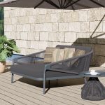 DAYBED ΣΕΙΡΑ XANTION ΗM6474.01 ΣΚΟΥΡΟ ΓΚΡΙ ΑΛΟΥΜΙΝΙΟ-ΣΧΟΙΝΙ-OLEFIN 157x147x88Υεκ - Image 2
