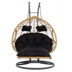 ΔΙΠΛΗ ΚΡΕΜΑΣΤΗ ΦΩΛΙΑ ME ΥΠΟΠΟΔΙΟ GRACIE HM5754.02 ΜΠΕΖ ΣΥΝΘ.RATTAN-ΓΚΡΙ ΜΕΤΑΛ.ΣΚΕΛΕΤΟΣ Φ120x200Υεκ - Image 3