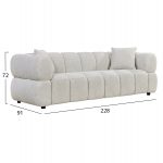 ΚΑΝΑΠΕΣ 3-ΘΕΣΙΟΣ NORIKA HM3331.02 ΕΚΡΟΥ ΥΦΑΣΜΑ 228x91x72Υεκ. - Image 2