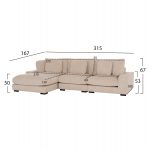 ΚΑΝΑΠΕΣ ΑΡΙΣΤΕΡΗ ΓΩΝΙΑ CRANFIELD HM3287.02L ΜΠΕΖ ΡΙΓΕ ΥΦΑΣΜΑ 315x167(γωνία)x67Υεκ. - Image 2