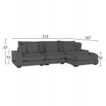 ΚΑΝΑΠΕΣ ΔΕΞΙΑ ΓΩΝΙΑ CRANFIELD HM3287.01R ΓΚΡΙ ΡΙΓΕ ΥΦΑΣΜΑ 315x167(γωνία)x67Υεκ. - Image 2