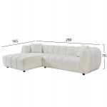 ΚΑΝΑΠΕΣ ΓΩΝΙΑ (ΑΡΙΣΤΕΡΗ) LYKKE HM3326.02L ΕΚΡΟΥ ΥΦΑΣΜΑ 280x89-165(η γωνία)x70Υεκ - Image 2