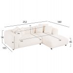ΚΑΝΑΠΕΣ ΓΩΝΙΑ (ΔΕΞΙΑ) 3-ΘΕΣΙΟΣ GRACE HM3280.02R ΛΕΥΚΟ ΥΦΑΣΜΑ 252x160x70-90Υεκ - Image 2