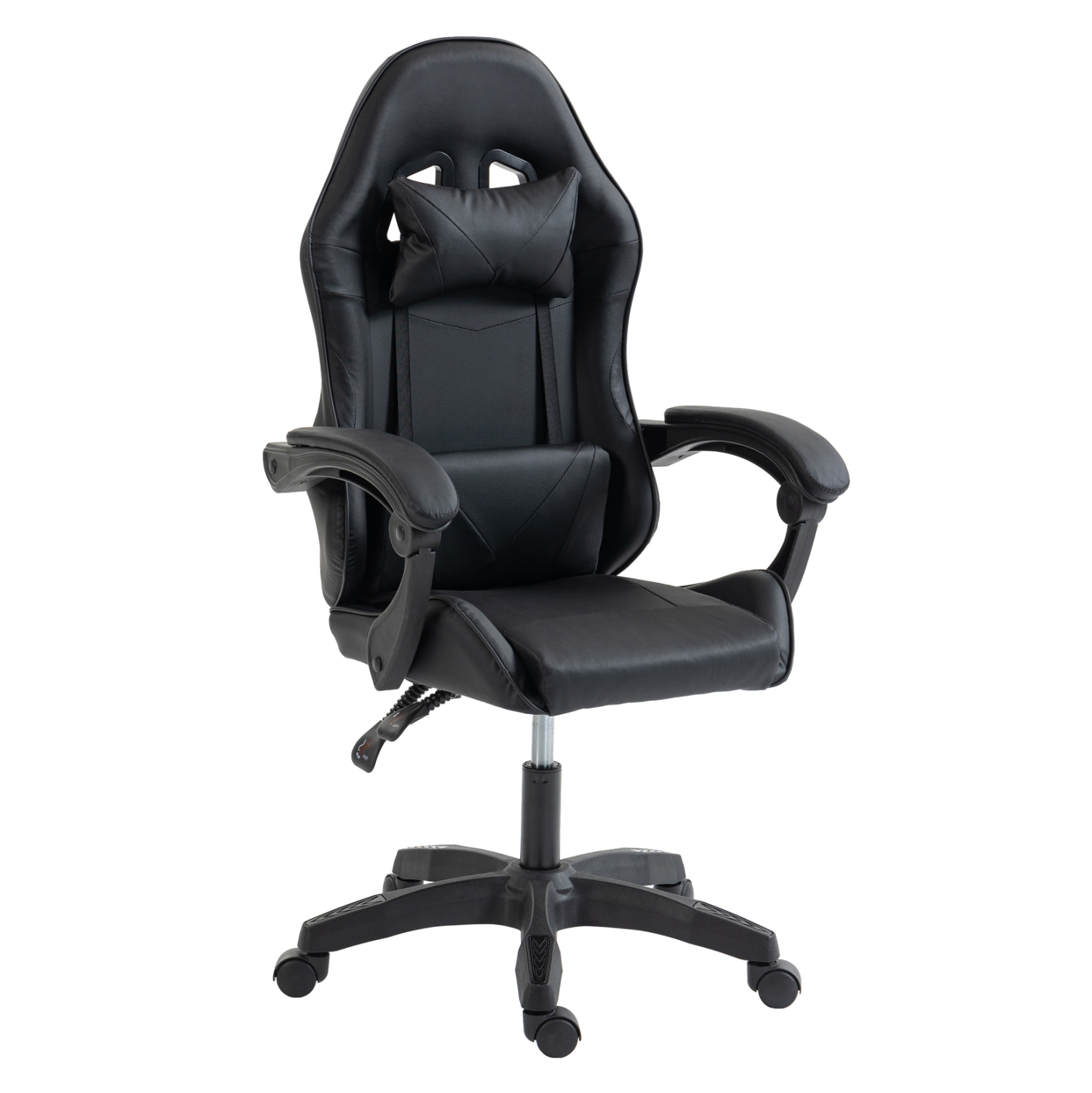 karekla-gaming-fb9123101-mayro-pvc-me-ma ΚΑΡΕΚΛΑ GAMING STRATUS HM1231.01 ΜΑΥΡΟ PVC--ΜΕ ΜΑΞIΛΑΡΑΚΙΑ ΜΕΣΗΣ/ΚΕΦΑΛΗΣ 62x62x119Υεκ - Image 1