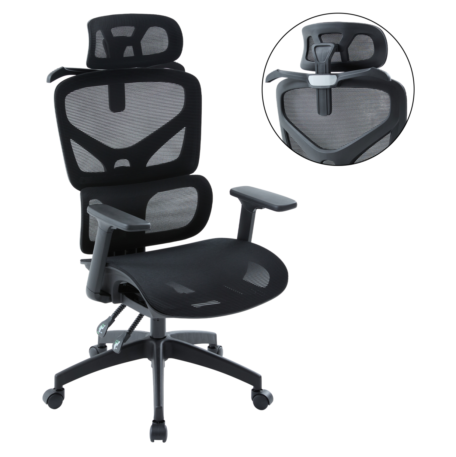 karekla-grafeioy-fb9122701-mayro-mesh-pp ΚΑΡΕΚΛΑ ΓΡΑΦΕΙΟΥ APEX HM1227.01 ΜΑΥΡO MESH & PP 68x68x120-130Υεκ - Image 1