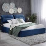 ΚΡΕΒΑΤΙ ΔΙΠΛΟ & ΣΤΡΩΜΑ KENDRA HM10831.18 ΜΠΛΕ ΒΕΛΟΥΔΟ--ΑΠΟΘ.ΧΩΡΟΣ--160x200εκ - Image 2