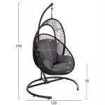 ΚΡΕΜΑΣΤΗ ΦΩΛΙΑ RULER HM6083 ΜΑΥΡΟ ΜΕΤΑΛΛΟ ΚΑΙ ΣΥΝΘ.RATTAN-ΓΚΡΙ ΜΑΞΙΛΑΡΙ 120x110x190Υ - Image 2