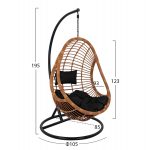 ΚΡΕΜΑΣΤΗ ΠΟΛΥΘΡΟΝΑ ΦΩΛΙΑ CALLIE HM5541.04 ΜΕ ΜΠΕΖ WICKER & ΜΑΥΡΑ ΜΑΞΙΛΑΡΙΑ Φ105Χ195Υ εκ. - Image 2