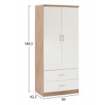 ΝΤΟΥΛΑΠΑ 2ΦΥΛΛΗ ME 2 ΣΥΡΤΑΡΙΑ REINA HM338.06 SONAMA-ΛΕΥΚΗ 80Χ42,5Χ180,5Υ εκ. - Image 2
