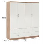 ΝΤΟΥΛΑΠΑ 4ΦΥΛΛΗ REINA ME 4 ΣΥΡΤΑΡΙΑ HM21257 ΜΕΛΑΜΙΝΗ ΛΕΥΚΟ-ΣΟΝΑΜΑ 160x42,5x180,5Υεκ - Image 2