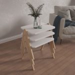 ΣΕΤ 3ΤΜΧ ΒΟΗΘΗΤΙΚΑ ΤΡΑΠΕΖΑΚΙΑ REACHER HM18176.01 ΜΕΛΑΜΙΝΗ ΣΕ SONAMA-ΛΕΥΚΟ 40x30x40Υεκ. - Image 2