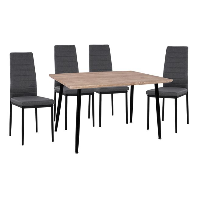 set-5tmch-trapezi-sonama-karekles-metall ΣΕΤ 5ΤΜΧ ΤΡΑΠΕΖΙ SONAMA & ΚΑΡΕΚΛΕΣ ΜΕΤΑΛΛΙΚΕΣ LADY ΓΚΡΙ ΥΦΑΣΜΑ ΜΑΥΡΟ HM11027.10 120x70x76.5 cm - Image 1