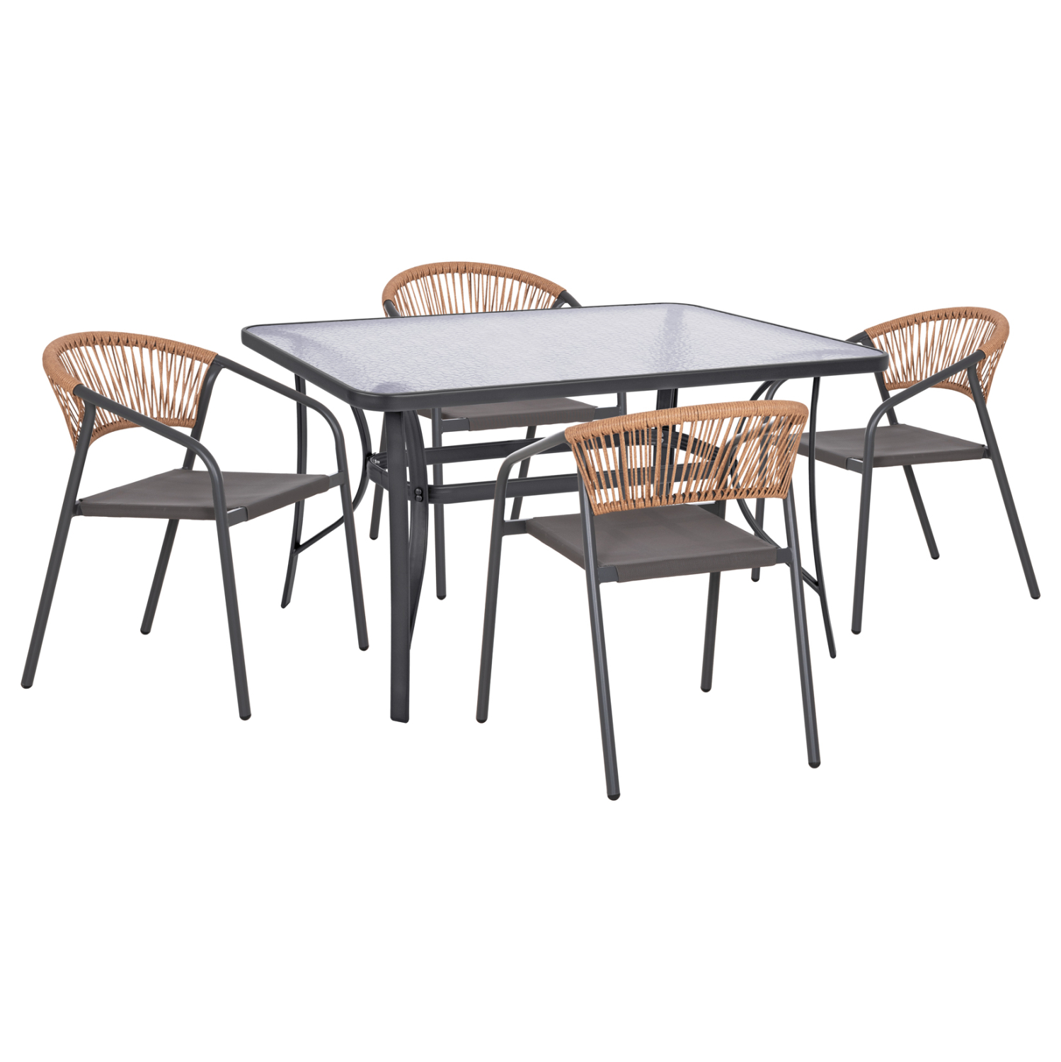 set-trapezarias-5tmch-fb91086001-karekle ΣΕΤ ΤΡΑΠΕΖΑΡΙΑΣ 5ΤΜΧ BRUNO HM10860.01 ΚΑΡΕΚΛΕΣ ΜΕΤΑΛΛΙΚΕΣ & ΤΡΑΠΕΖΙ 140x80εκ ΓΚΡΙ - Image 1