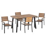 ΣΕΤ ΤΡΑΠΕΖΑΡΙΑΣ TABER HM21197 ΤΡΑΠΕΖΙ & 4 ΠΟΛΥΘΡΟΝΕΣ-ΑΛΟΥΜΙΝΙΟ & POLYWOOD-ΑΝΘΡΑΚΙ