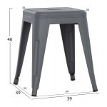 ΣΚΑΜΠΟ ΜΕΤΑΛΛΙΚΟ MELITA HM0096.50 ΣΕ ΓΚΡΙ ΜΑΤ ΧΡΩΜΑ 37x37x45Υεκ. - Image 2
