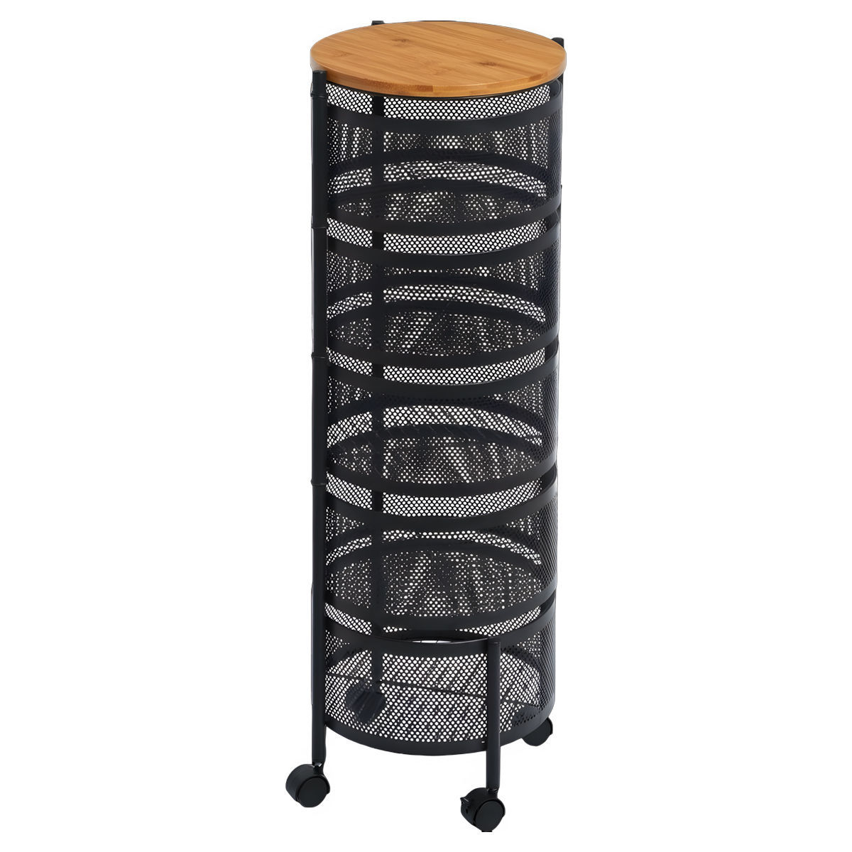 0017547_-bamboo-essentials-5- ESTIA ΤΡΟΛΕΪ ΑΠΟΘΗΚΕΥΣΗΣ BAMBOO ESSENTIALS ΜΕΤΑΛΛΙΚΟ ΜΕ 5 ΣΥΡΤΑΡΙΑ ΜΑΥΡΟ - Image 1