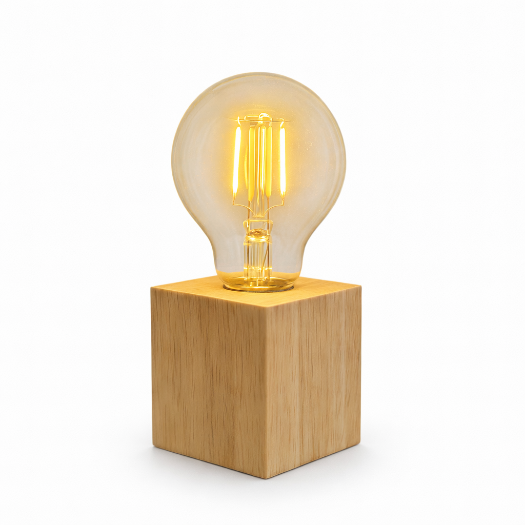 HT2403_01 Light Me Up - Τετράγωνη Ξύλινη Βάση Επιτραπέζιο Φωτιστικό - Image 1