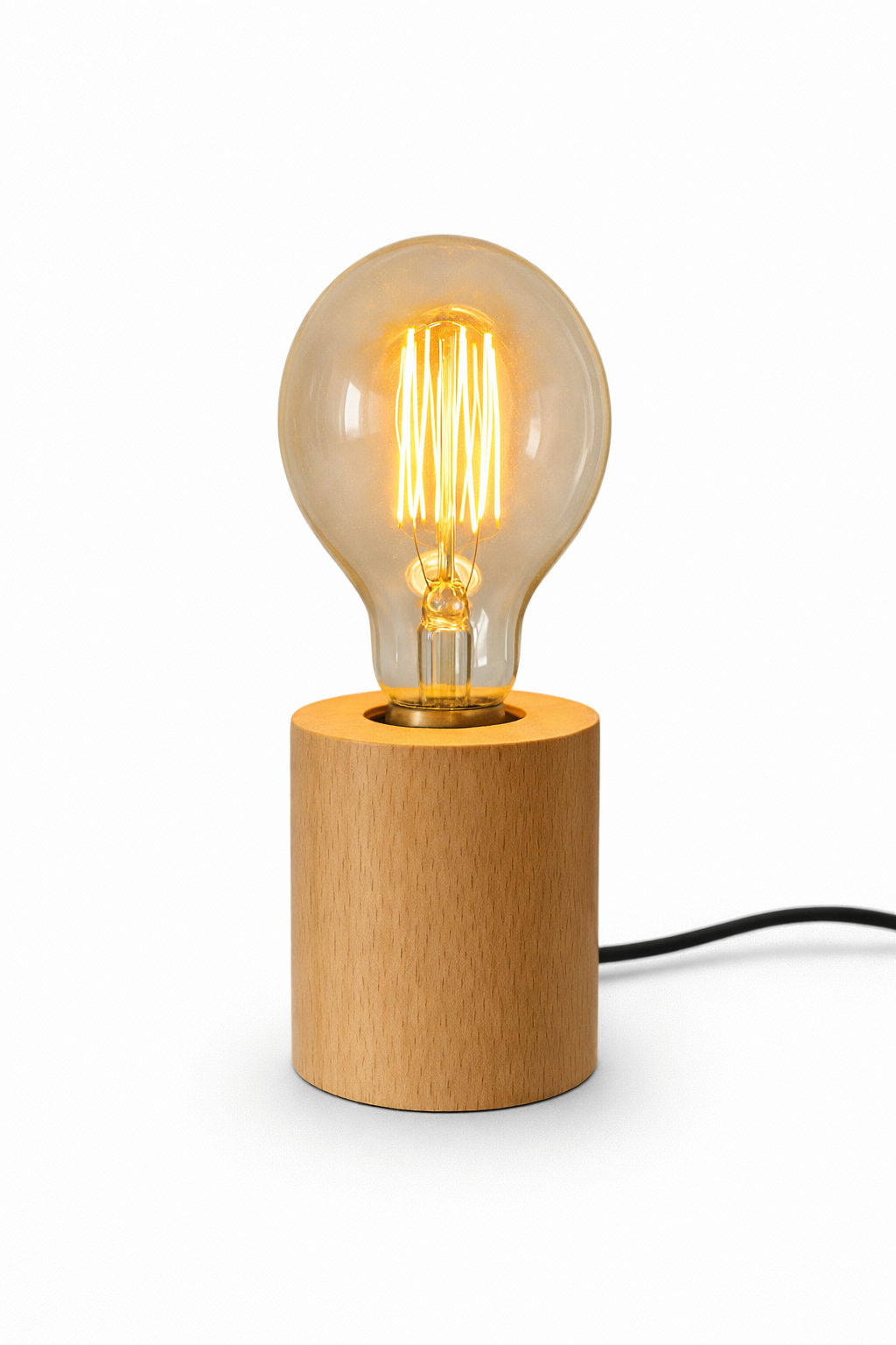 HT2404_01 Light Me Up - Κυλινδρική Ξύλινη Βάση Επιτραπέζιο Φωτιστικό - Image 1