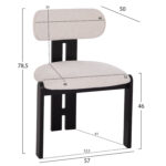ΚΑΡΕΚΛΑ ΤΡΑΠΕΖΑΡΙΑΣ KARVO HM18252.02 ΕΚΡΟΥ ΥΦΑΣΜΑ--ΞΥΛΟ ΣΕ ΜΑΥΡΟ 57x50x78,5Υεκ. - Image 2