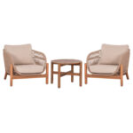 LOUNGE ΣΕΤ SANJI HM21214 ΤΡΑΠΕΖΙ & 2 ΠΟΛΥΘΡΟΝΕΣ--ΞΥΛΟ ΑΚΑΚΙΑΣ-ΑΛΟΥΜΙΝΙΟ-ΣΧΟΙΝΙ