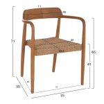 ΠΟΛΥΘΡΟΝΑ ΤΡΑΠΕΖΑΡΙΑΣ ROBBY HM18350 ΞΥΛΟ TEAK & ΣΧΟΙΝΙ VIRO ΦΥΣΙΚΟ 55x50x71Υεκ. - Image 2