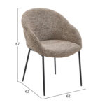 ΠΟΛΥΘΡΟΝΑ ΤΡΑΠΕΖΑΡΙΑΣ DRENNY HM18424.03 TAUPE ΥΦΑΣΜΑ-ΜΕΤΑΛ.ΜΑΥΡΑ ΠΟΔΙΑ 62x63x85Υεκ - Image 2