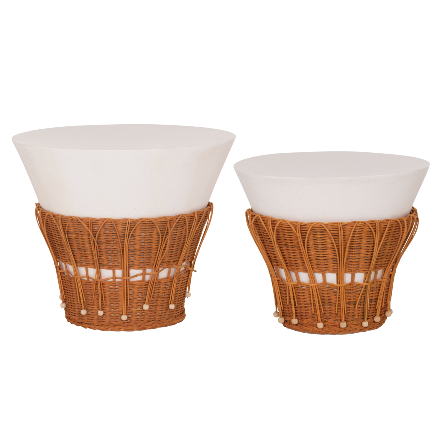 set-2tmch-boithitika-trapezia-fb92113802 ΣΕΤ 2ΤΜΧ ΒΟΗΘΗΤΙΚΑ ΤΡΑΠΕΖΙΑ PERRAL HM21138.02 FIBER CEMENT ΛΕΥΚΟ-ΦΥΣΙΚΟ RATTAN - Image 1