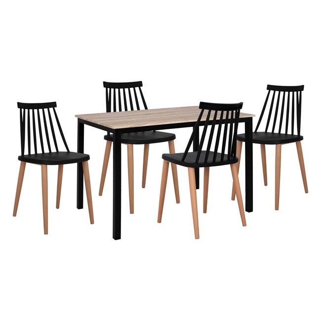 set-5-tmch-trapezi-sonama-me-mayra-podia ΣΕΤ 5 ΤΜΧ ΤΡΑΠΕΖΙ SONAMA ΜΕ ΜΑΥΡΑ ΠΟΔΙΑ & ΚΑΡΕΚΛΕΣ VANESSA ΜΑΥΡΕΣ HM11002.02 110x70x76 cm - Image 1
