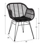 ΣΕΤ 5ΤΜΧ ALLEGRA WICKER ΜΕ ΤΡΑΠΕΖΙ 140X80Χ78Υ ΜΠΕΖ & ΜΑΥΡΟ ΧΡΩΜΑ HM10508 - Image 3