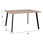 ΣΕΤ 5ΤΜΧ ΤΡΑΠΕΖΙ 140x80x76 cm SONAMA & ΚΑΡΕΚΛΕΣ VANESSA ΜΑΥΡΕΣ ΜΕΤΑΛΛΙΚΑ ΠΟΔΙΑ HM11037 - Image 2