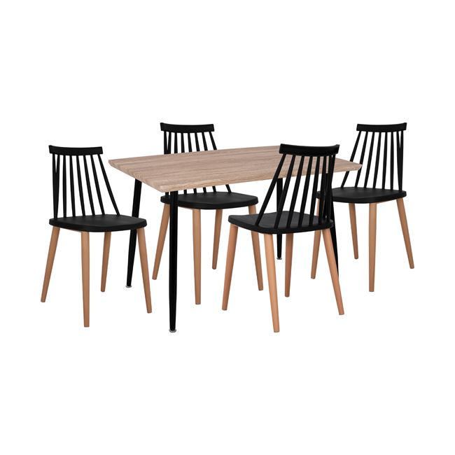 set-5tmch-trapezi-sonama-karekles-vaness ΣΕΤ 5ΤΜΧ ΤΡΑΠΕΖΙ SONAMA & ΚΑΡΕΚΛΕΣ VANESSA ΜΑΥΡΟ ΧΡΩΜΑ HM11024.02 120x70x76.5 cm - Image 1