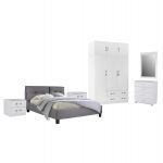 ΣΕΤ ΚΡΕΒΑΤΟΚΑΜΑΡΑΣ 6ΤΜΧ CARLY HM10884.05 ΜΕΛΑΜΙΝΗ ΛΕΥΚΗ-ΥΦΑΣΜΑ ΓΚΡΙ