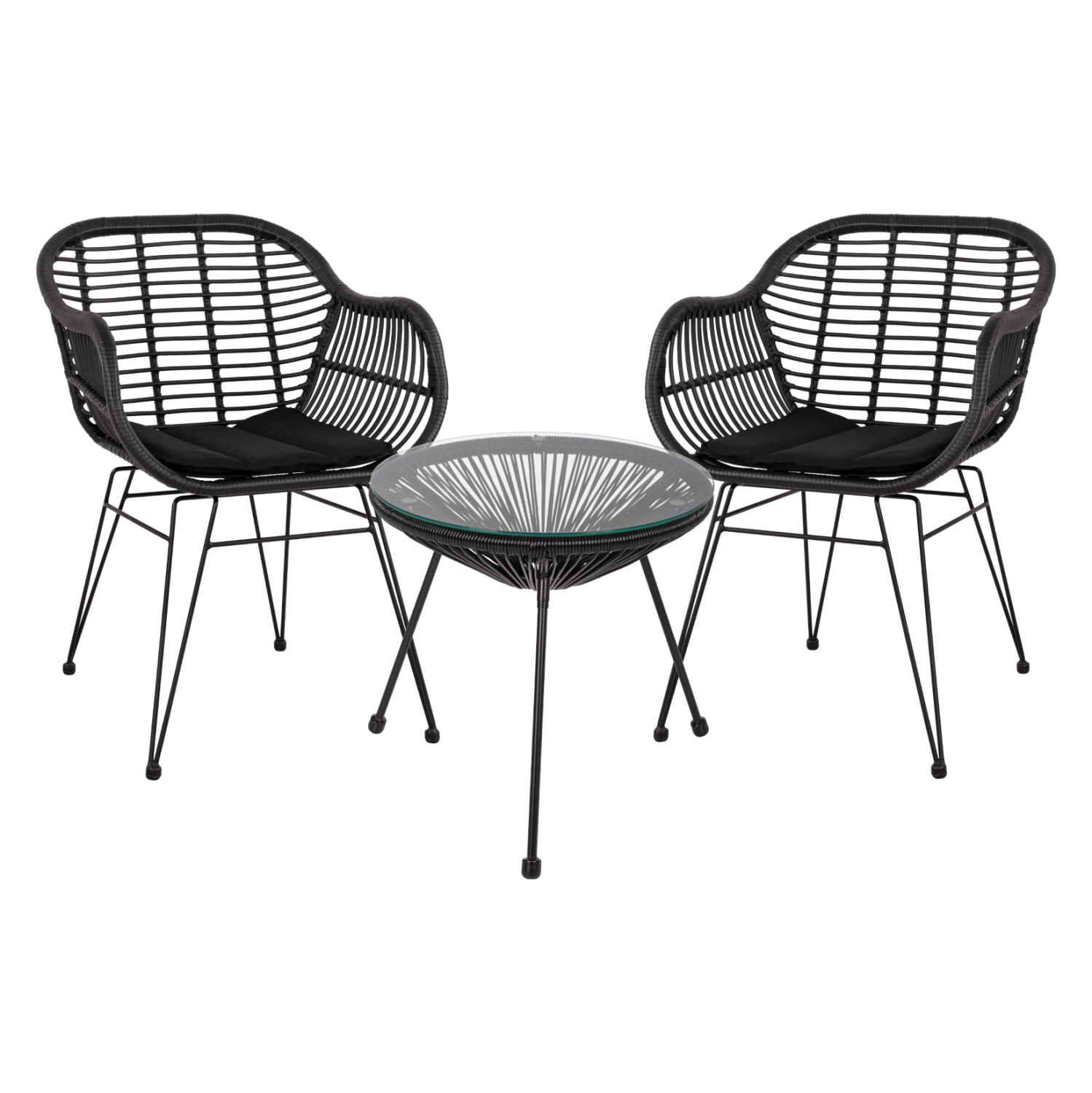 set-trapezarias-3tmch-fb911871-metallo-r ΣΕΤ ΤΡΑΠΕΖΑΡΙΑΣ 3ΤΜΧ HM11871 ΜΕΤΑΛΛΟ & RATTAN ΣΕ ΜΑΥΡΟ ΧΡΩΜΑ - Image 1