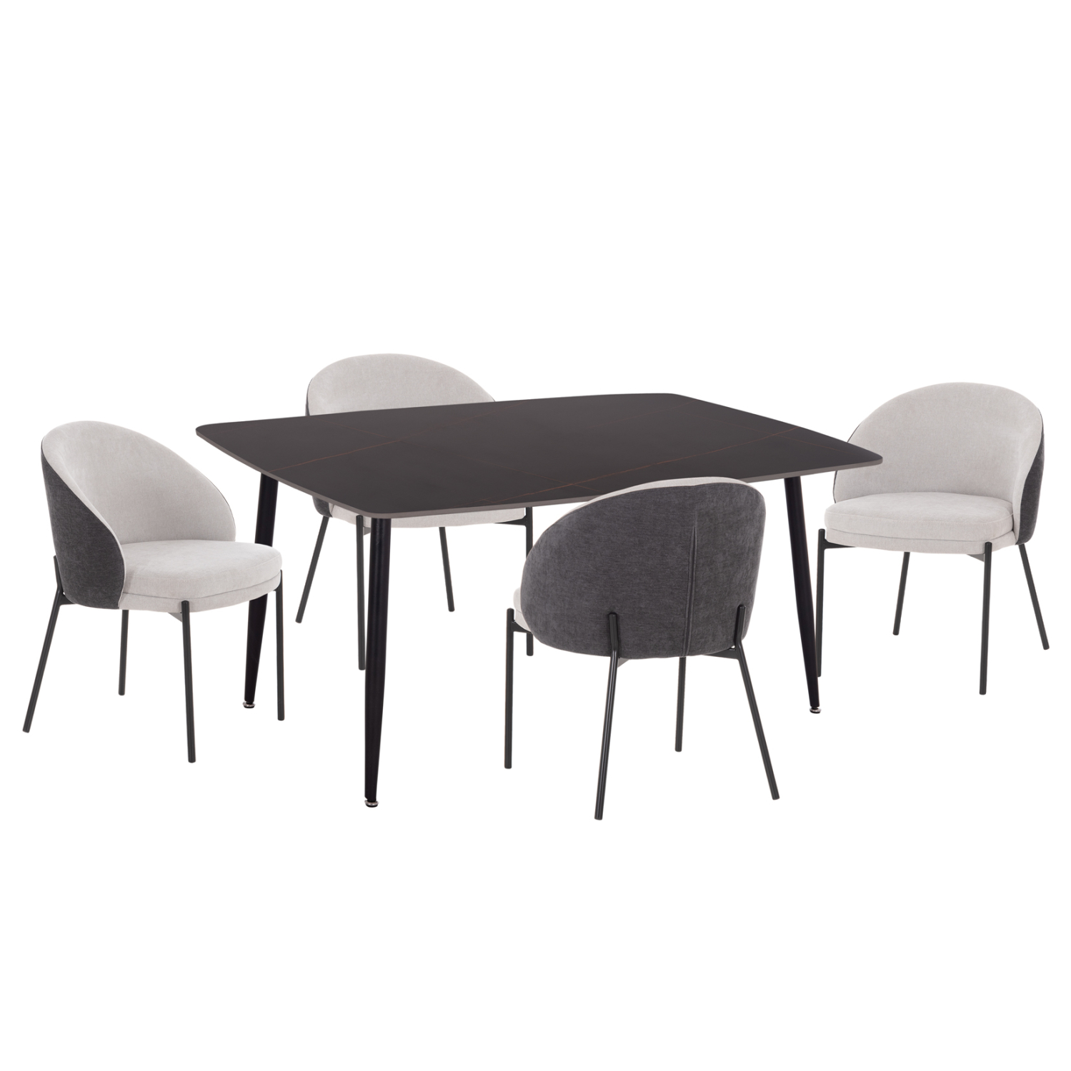 set-trapezarias-5tmch-fb91094001-keramik ΣΕΤ ΤΡΑΠΕΖΑΡΙΑΣ 5ΤΜΧ DETTON HM10940.01 ΚΕΡΑΜΙΚΟ TOP--ΥΦΑΣΜΑ ΓΚΡΙ & ΜΕΤΑΛ.ΠΟΔΙΑ ΜΑΥΡΑ - Image 1