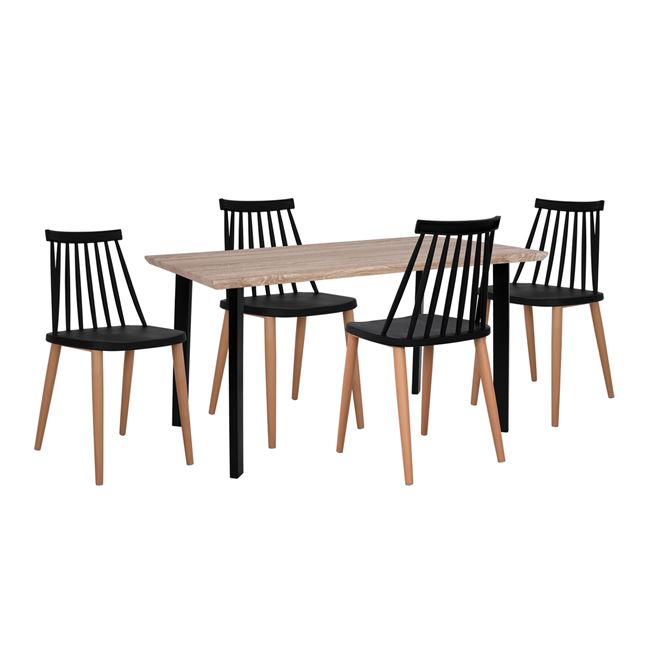 set-trapezarias-5tmch-me-trapezi-110ch70 ΣΕΤ ΤΡΑΠΕΖΑΡΙΑΣ 5ΤΜΧ ΜΕ ΤΡΑΠΕΖΙ 110Χ70Χ75,5 & ΚΑΡΕΚΛΕΣ ΜΑΥΡΕΣ VANESSA HM11019 - Image 1