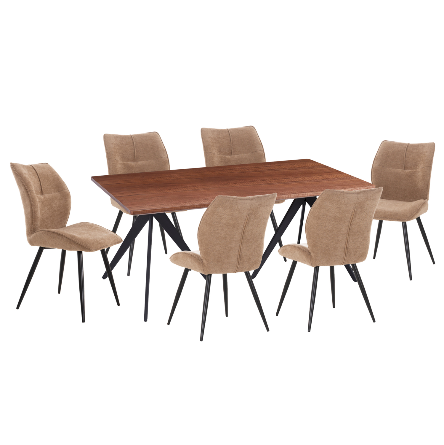 set-trapezarias-7tmch-fb91093503-mdf-top ΣΕΤ ΤΡΑΠΕΖΑΡΙΑΣ 7ΤΜΧ GAFF HM10935.03 MDF TOP ΚΑΡΥΔΙ--ΥΦΑΣΜΑ TAUPE & ΜΕΤΑΛΛΟ ΜΑΥΡΟ - Image 1