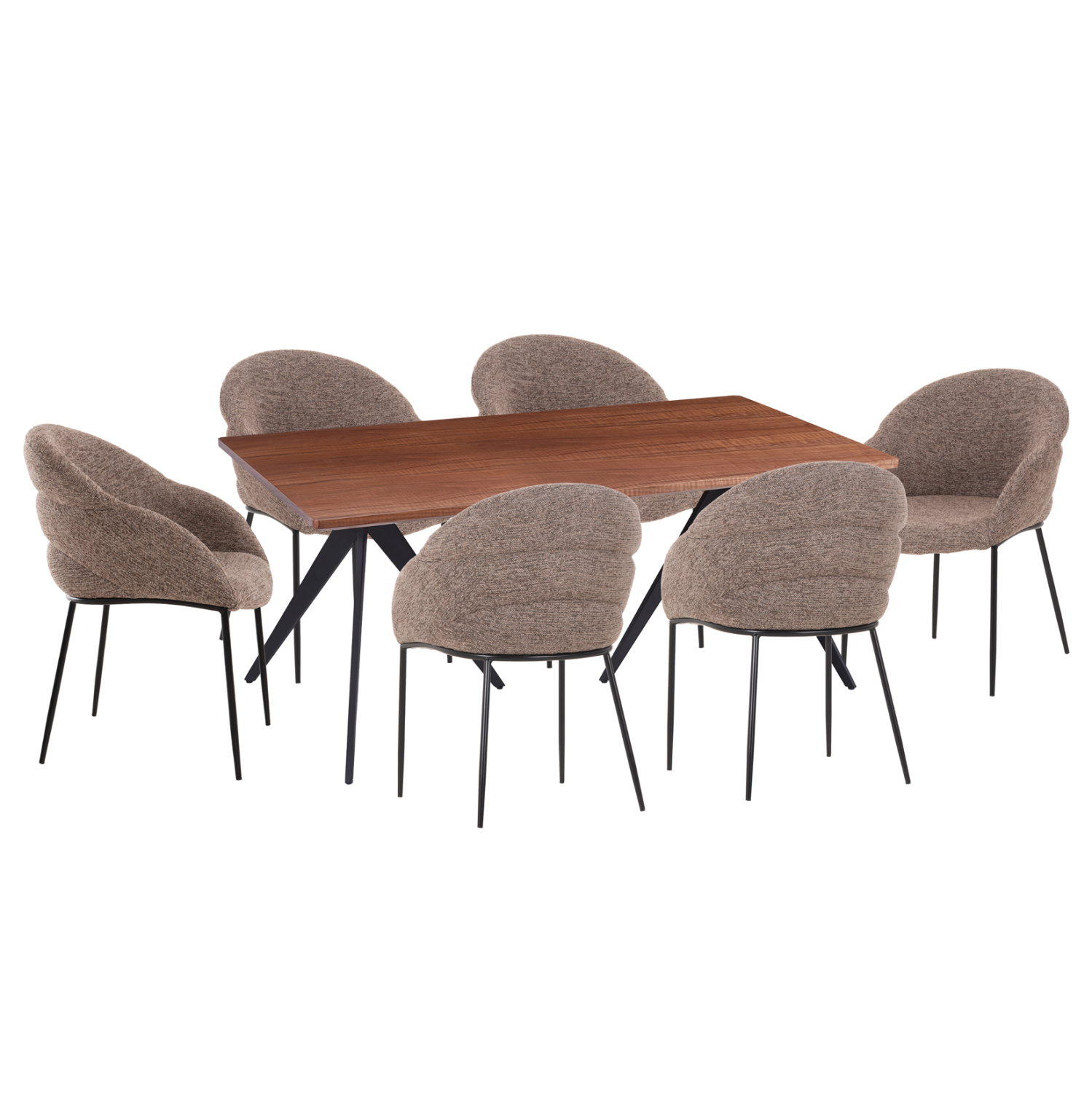 set-trapezarias-7tmch-fb91093603-mdf-top ΣΕΤ ΤΡΑΠΕΖΑΡΙΑΣ 7ΤΜΧ DRENNY HM10936.03 MDF TOP ΚΑΡΥΔΙ--ΥΦΑΣΜΑ TAUPE & ΜΕΤΑΛΛΟ ΜΑΥΡΟ - Image 1