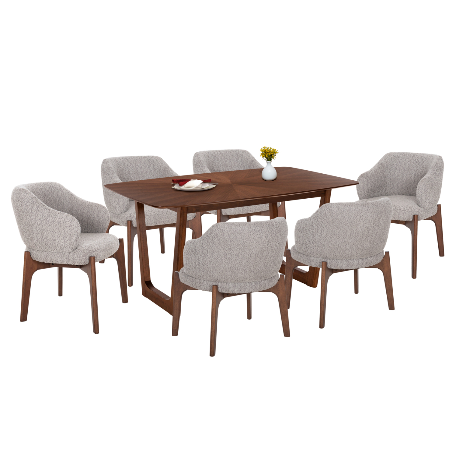 set-trapezarias-7tmch-fb92133802-trapezi ΣΕΤ ΤΡΑΠΕΖΑΡΙΑΣ 7ΤΜΧ ABAI HM21338.02 ΤΡΑΠΕΖΙ ΑΠΟ MDF--ΚΑΡΕΚΛΕΣ ΜΕ ΜΠΟΥΚΛΕ ΥΦΑΣΜΑ - Image 1
